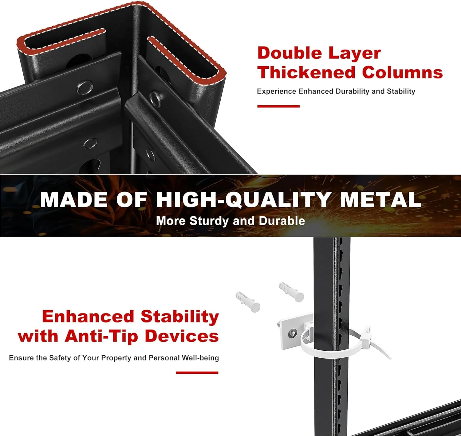 REIBII 3500LBS Garage Shelving, Adjustable Garage Shelving Heavy Duty, 6 Tier Storage Shelves, Metal Shelves for Warehouse, Basement, Industrial, 55" W x26 D x84 H, Black