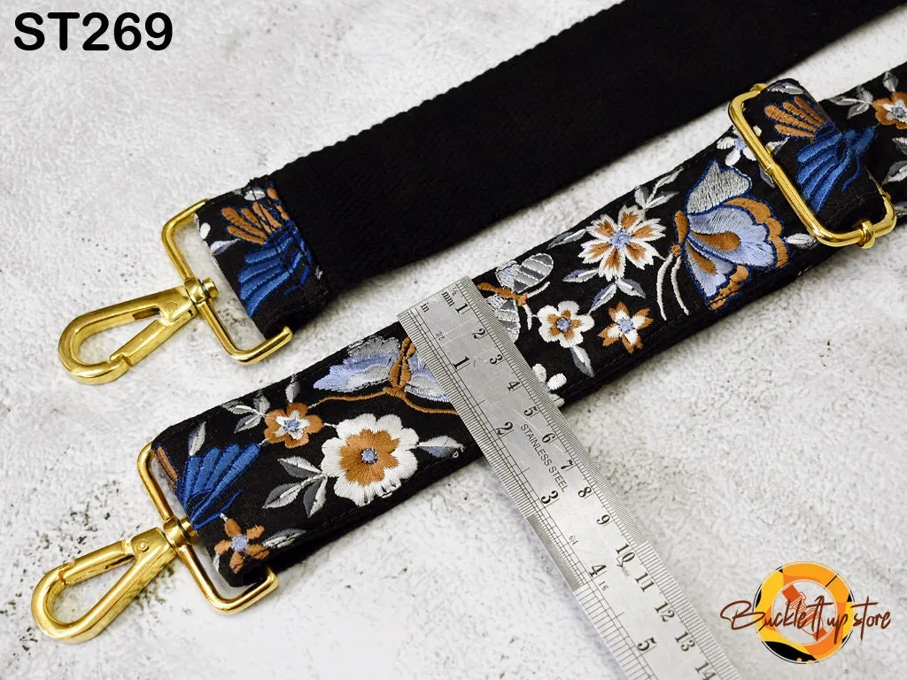 Replacement Guitar Strap Detachable Crossbody Strap for Purses Bags Embroidery Messenger Strap Boho Embroidered Tote Handbag Strap Gift Wife