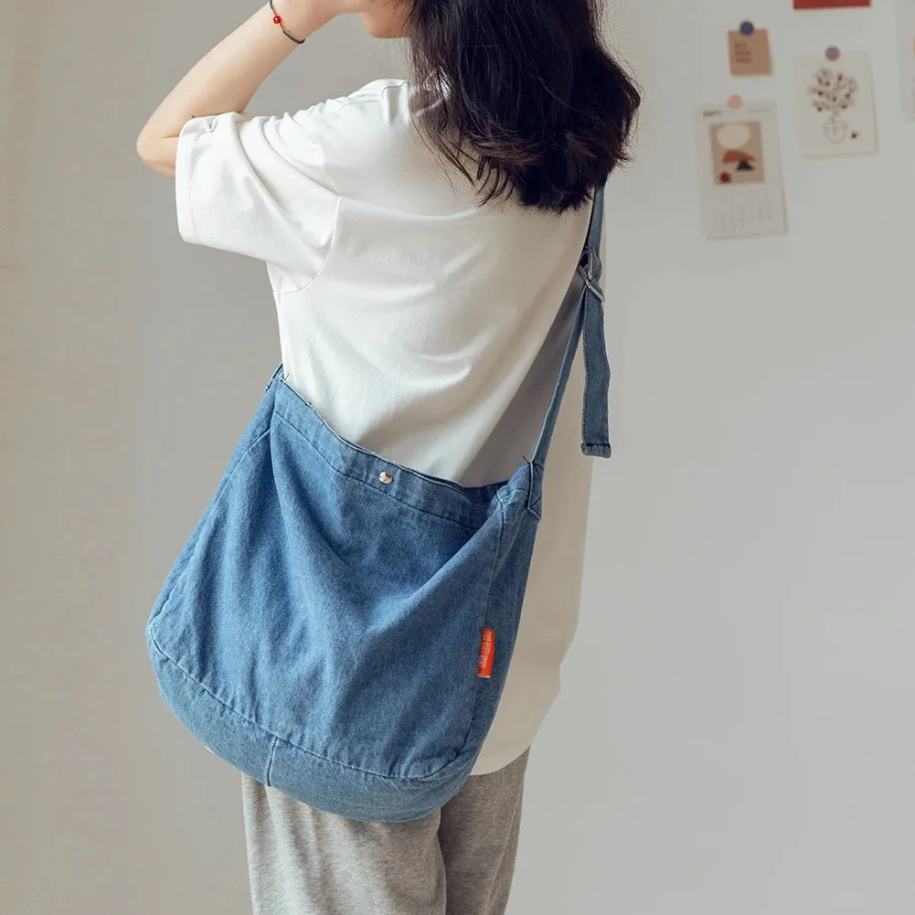 Retro Shoulder Bag Women's Cowboy Crossbody Bags Fashion Solid Messenger Bags Ladies Denim Sling Bag Large Capacity Designer Bag