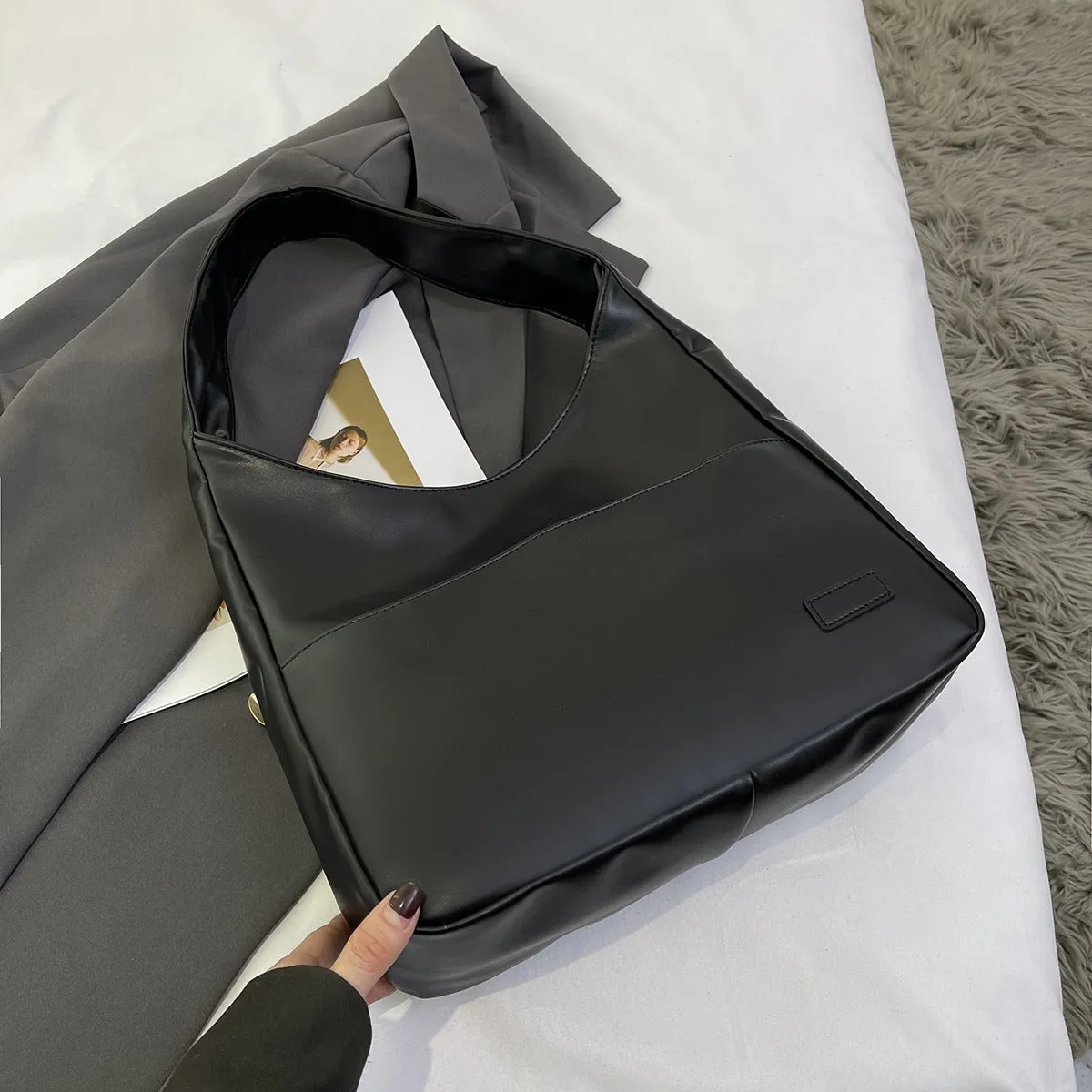 Retro Simple Bucket Bag soft PU Leather