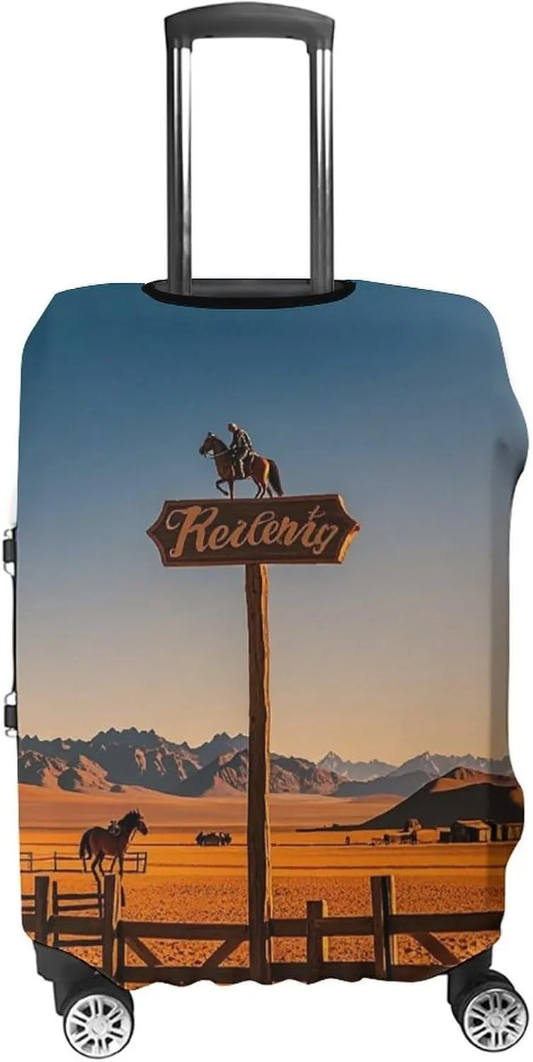 Retro Western Cowboy Horseback Luggage Covers for Suitcases, Washable Travel Accessories, Anti-Scratch & Dust Protection Suitcase Cover Protector Fits 19-32 Inch Luggage L