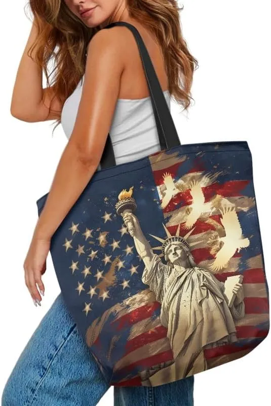 Reusable Grocery Bag Women's Large Casual Shoulder Handbag, Canvas Totes Foldable Shopping Bag for Groceries