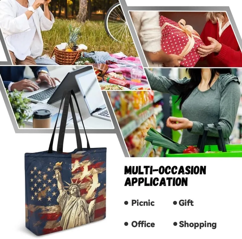 Reusable Grocery Bag Women's Large Casual Shoulder Handbag, Canvas Totes Foldable Shopping Bag for Groceries