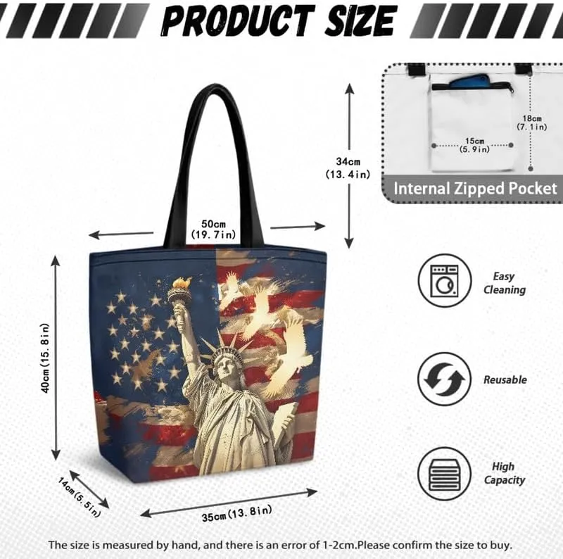 Reusable Grocery Bag Women's Large Casual Shoulder Handbag, Canvas Totes Foldable Shopping Bag for Groceries