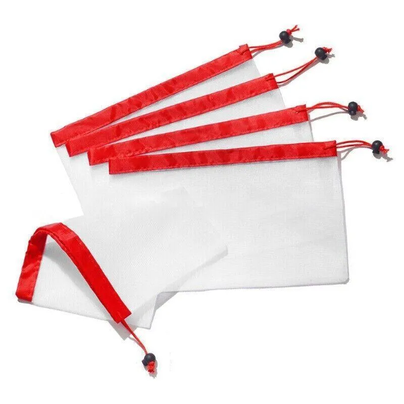Reusable Mesh Grocery Produce Bags 5-15PCS 3Colours