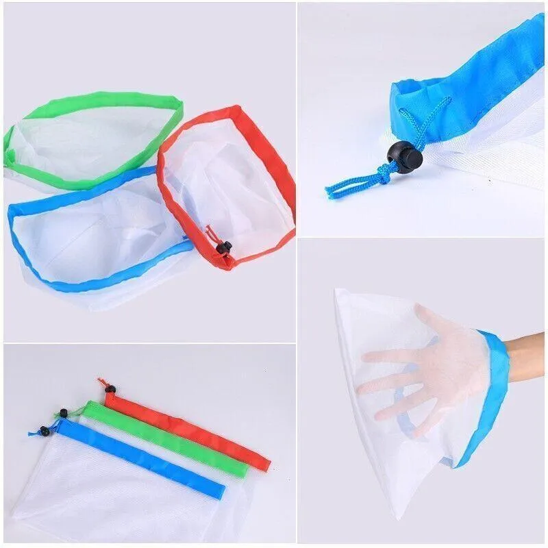 Reusable Mesh Grocery Produce Bags 5-15PCS 3Colours
