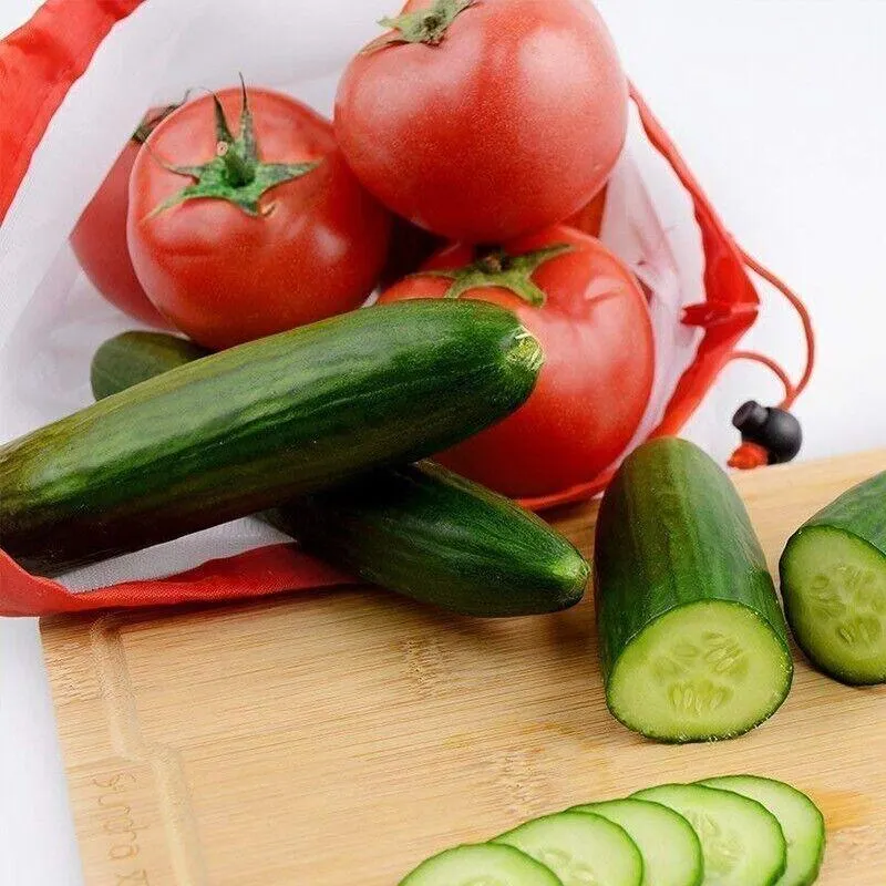 Reusable Mesh Grocery Produce Bags 5-15PCS 3Colours