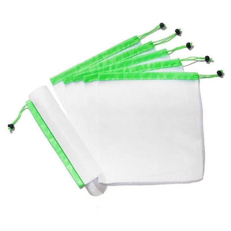 Reusable Mesh Grocery Produce Bags 5-15PCS 3Colours