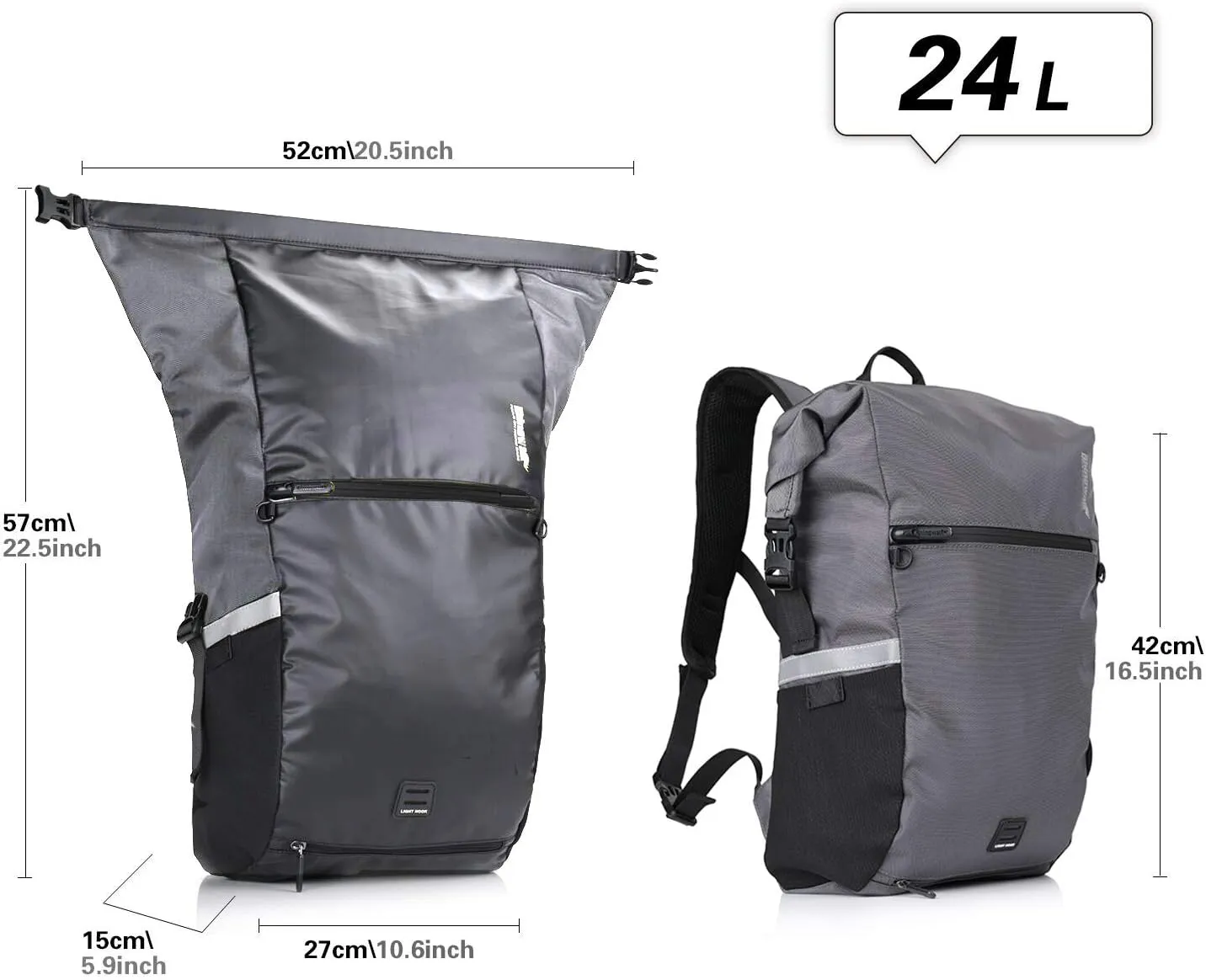 Rhinowalk Bike Bag Waterproof Pannier Backpack Convertible - 2 in 1 Bicycle Saddle Bag Shoulder Bag Laptop Pannier Professional Cycling Accessories