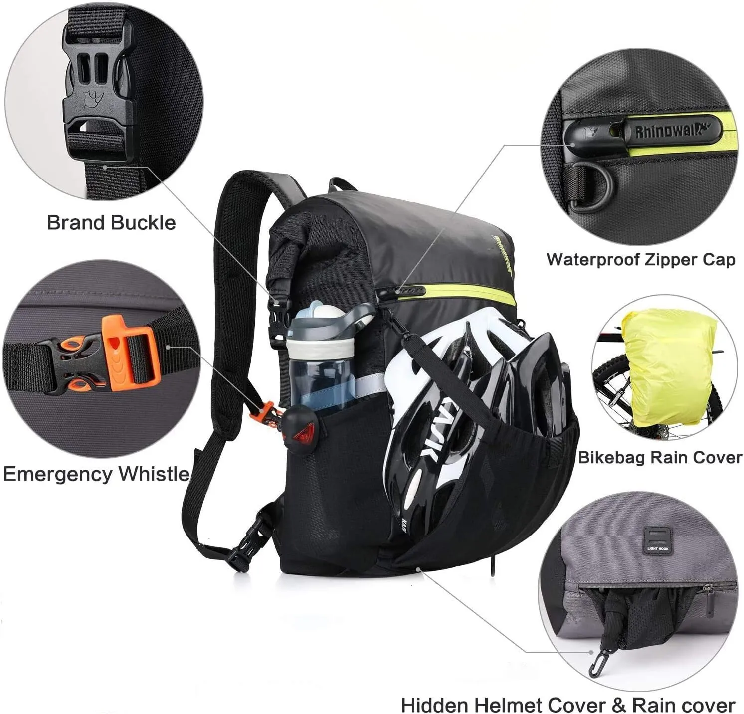 Rhinowalk Bike Bag Waterproof Pannier Backpack Convertible - 2 in 1 Bicycle Saddle Bag Shoulder Bag Laptop Pannier Professional Cycling Accessories