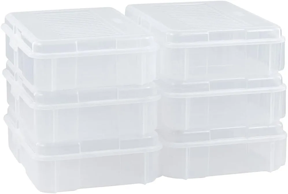Rubbermaid 7.2 Qt. Handi-Box, Stackable Plastic Storage Bin with Latching Lid, Pack of 6, Great for Shoe Storage, Classroom Organization, Cube Organizer and Kitchen Pantry Container, Clear