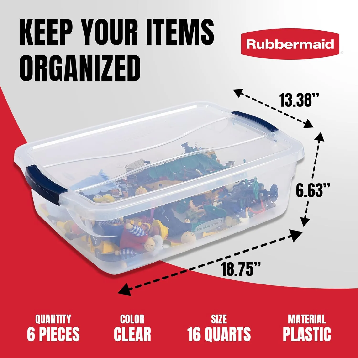 Rubbermaid Cleverstore 17 Quart Clear Latching Waterproof Stackable Airtight Storage Containers with Durable Latching Lids (6 Pack)