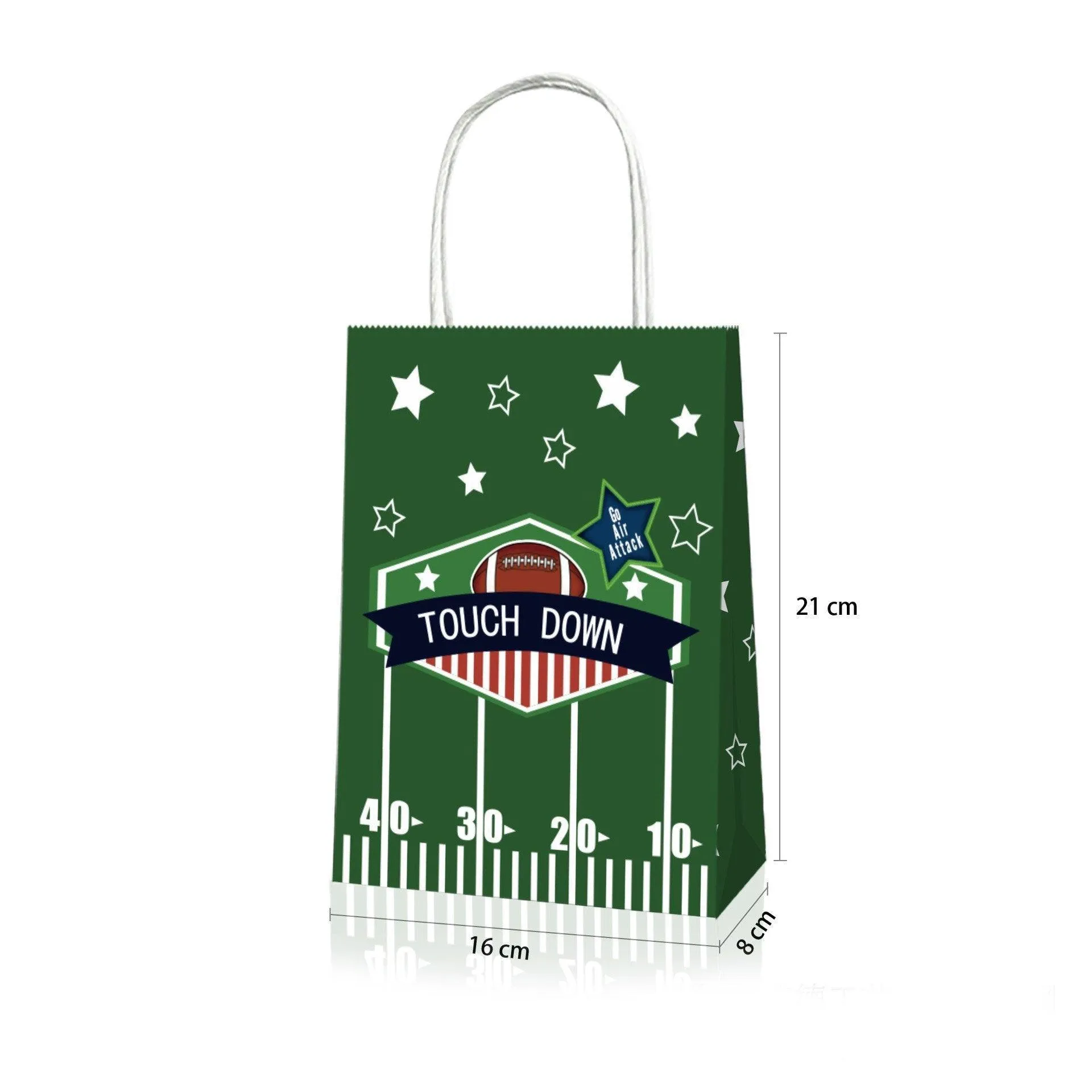 Rugby Themed Kraft Paper Tote Bags Brown 24PCS