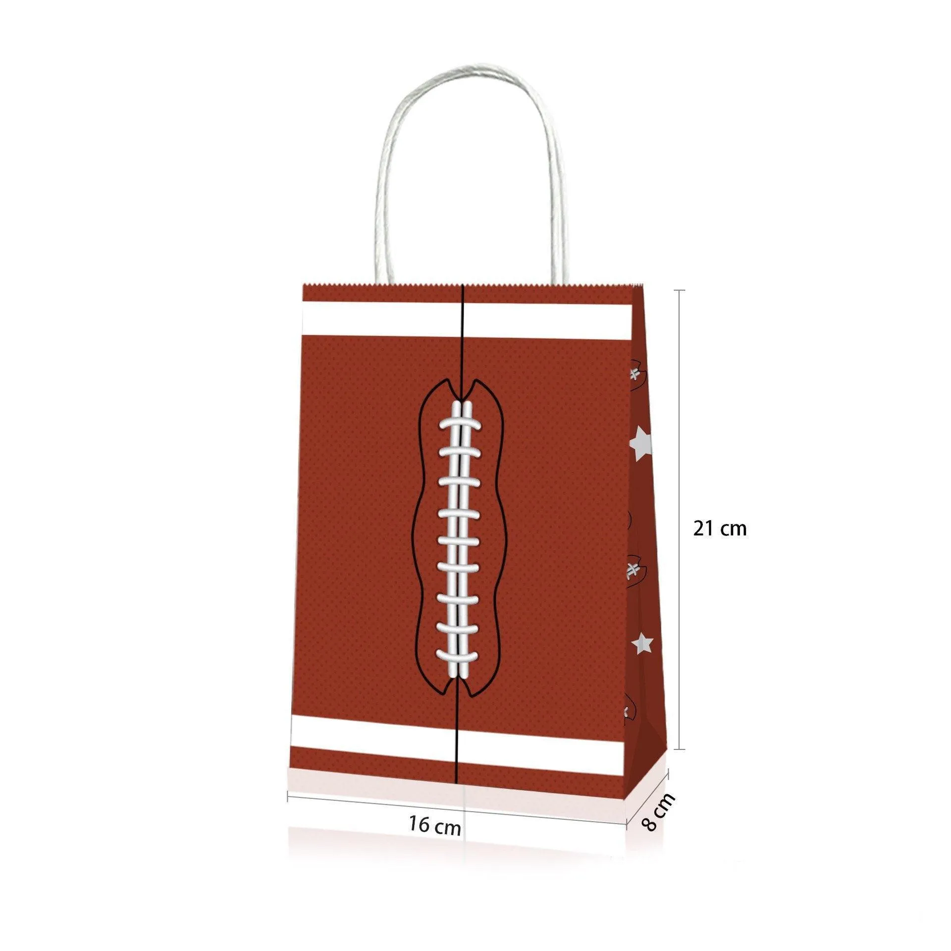 Rugby Themed Kraft Paper Tote Bags Brown 24PCS