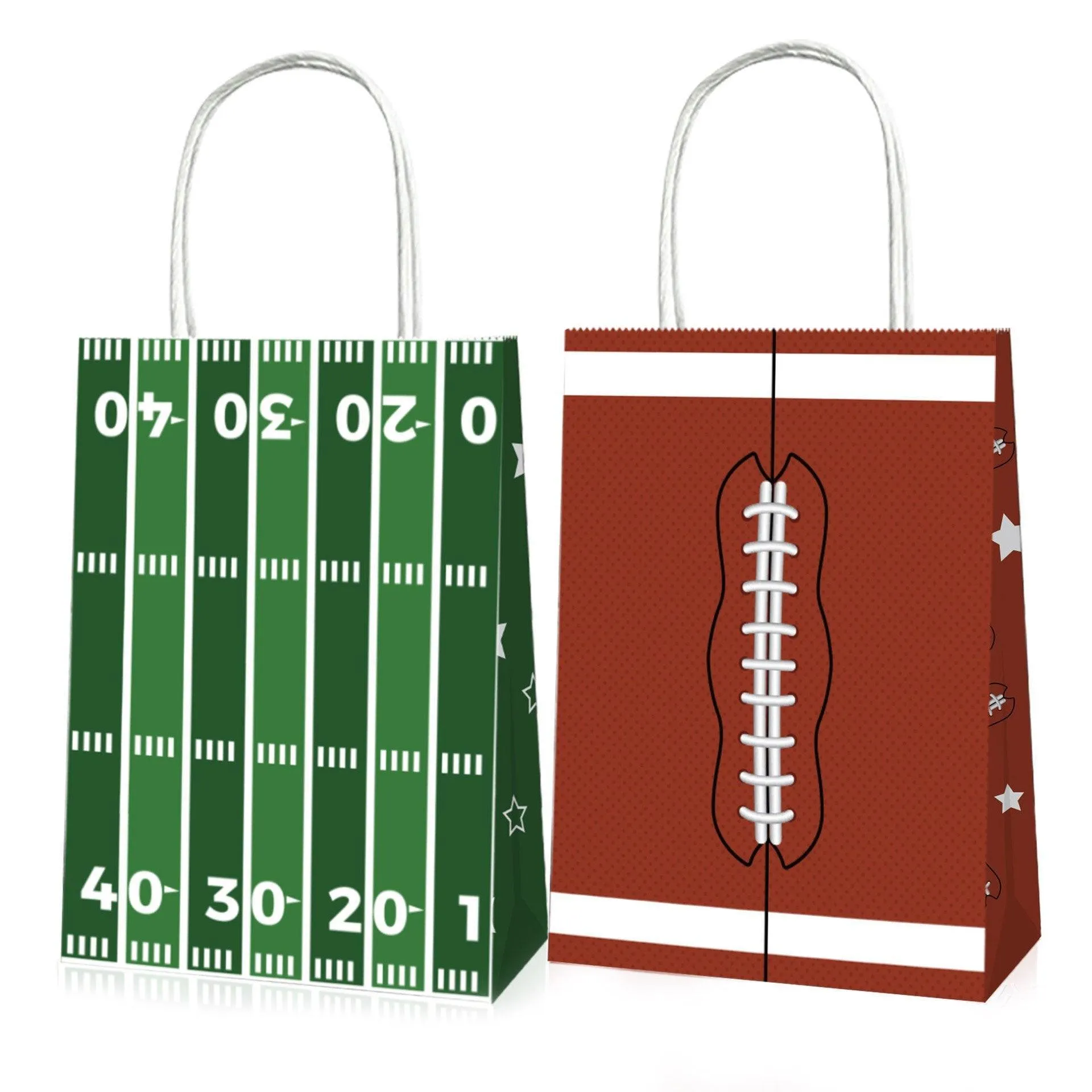 Rugby Themed Kraft Paper Tote Bags Brown 24PCS