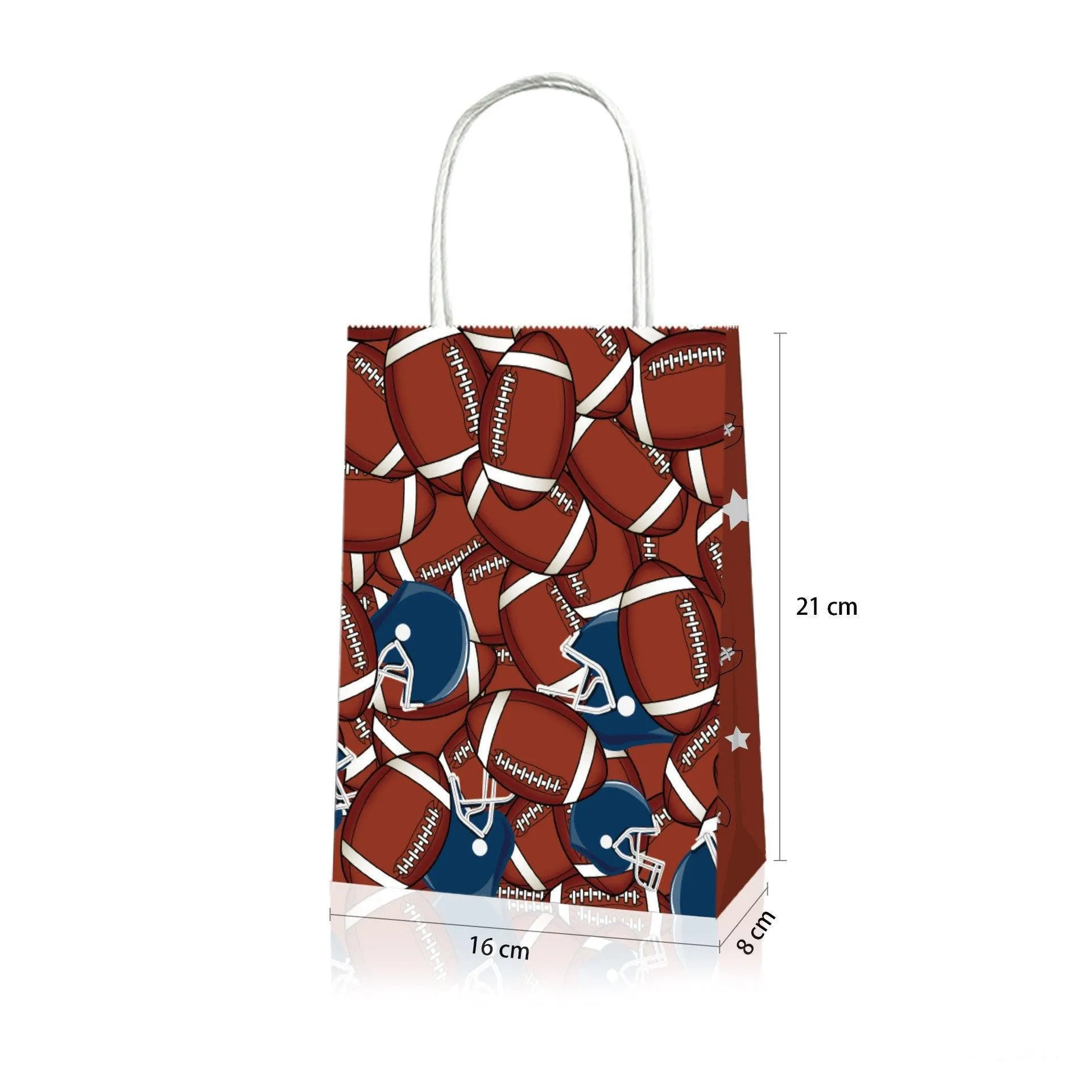 Rugby Themed Kraft Paper Tote Bags Brown 24PCS