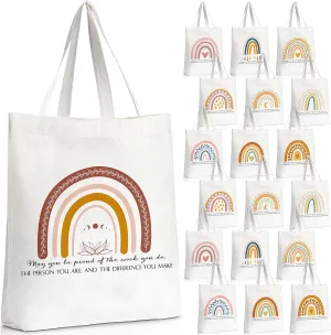 Sadnyy 20 Pcs Rainbow Canvas Tote Bag Teacher Employee Appreciation Gift Inspirational Tote Bag with Zipper for Office School