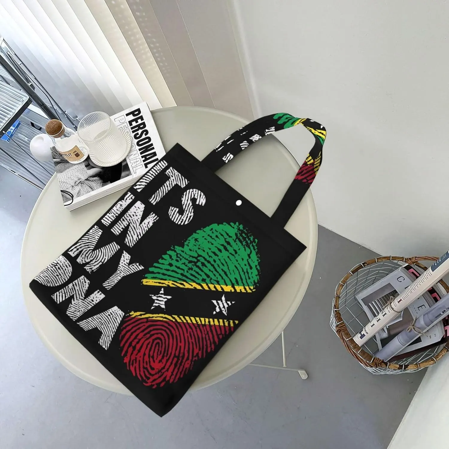 Saint Kitts and Nevis Roots Flag Fingers Print Canvas Totes Bag Shoulder Bags Shopping Crossbody 13.8 X 15.4 inch