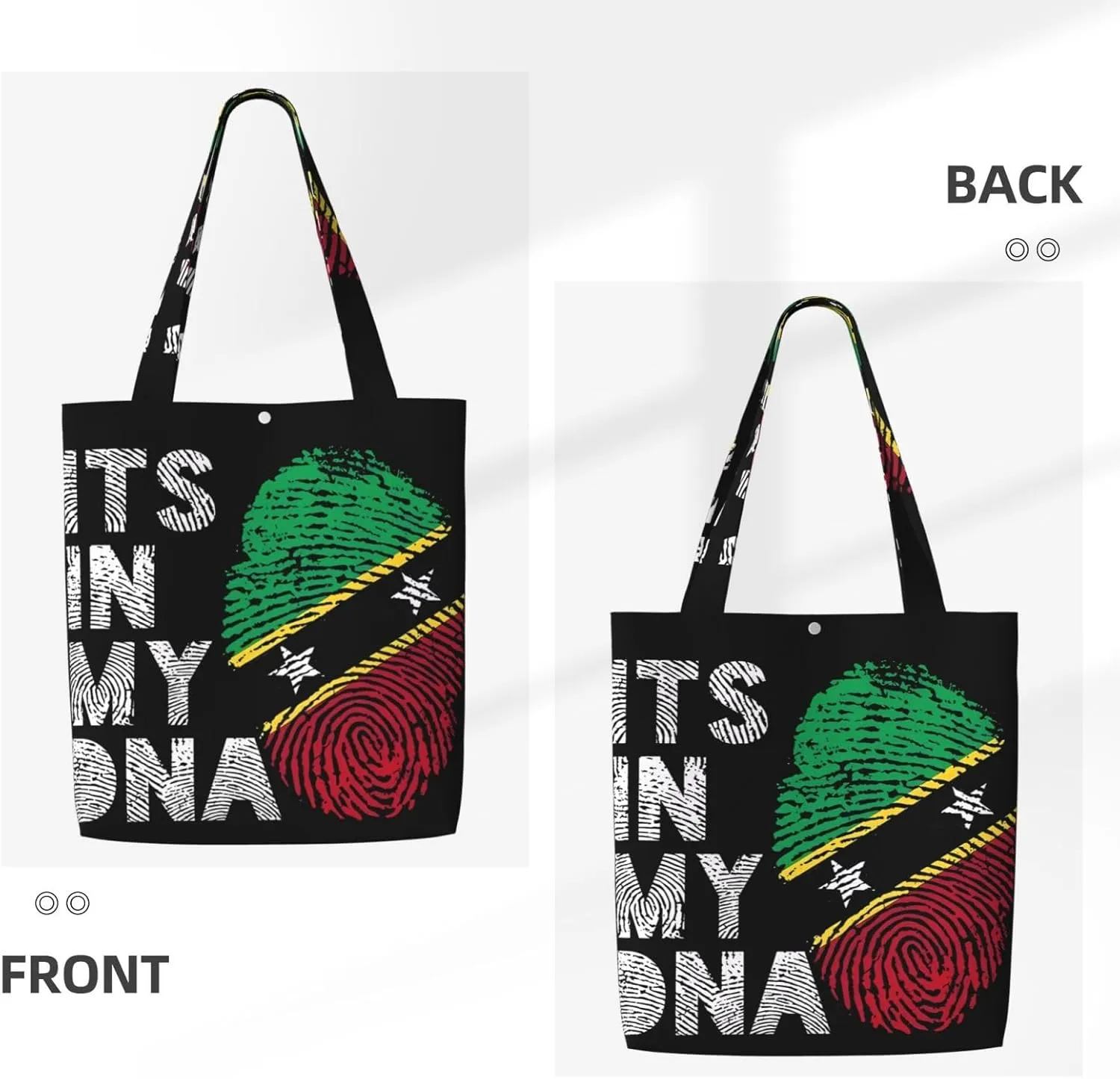 Saint Kitts and Nevis Roots Flag Fingers Print Canvas Totes Bag Shoulder Bags Shopping Crossbody 13.8 X 15.4 inch