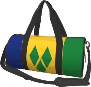 Saint Vincent and the Grenadines Flag Round Travel Duffel Bag Large Capacity Gym Sports Bags for Hiking Vacation Trips