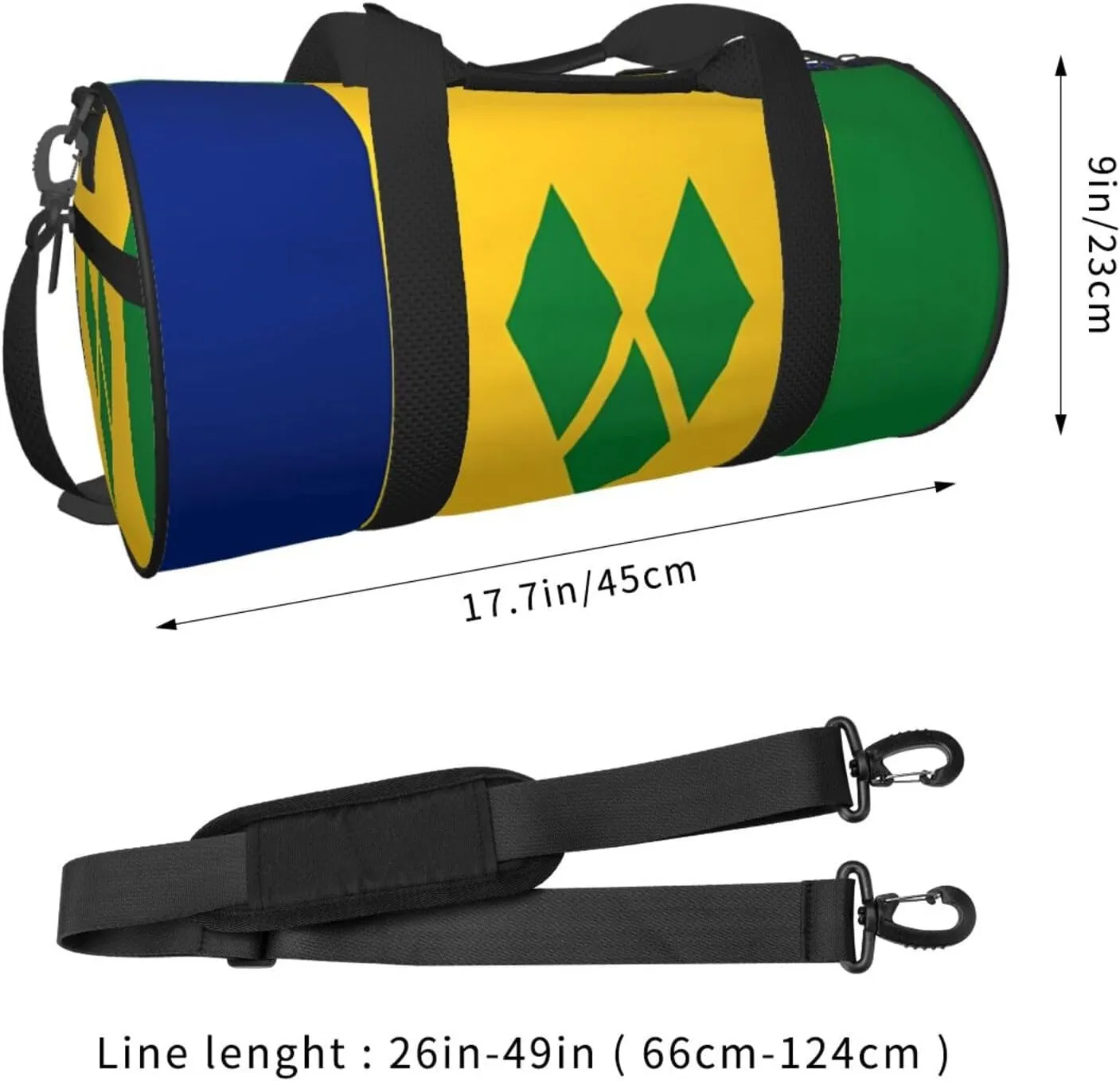 Saint Vincent and the Grenadines Flag Round Travel Duffel Bag Large Capacity Gym Sports Bags for Hiking Vacation Trips