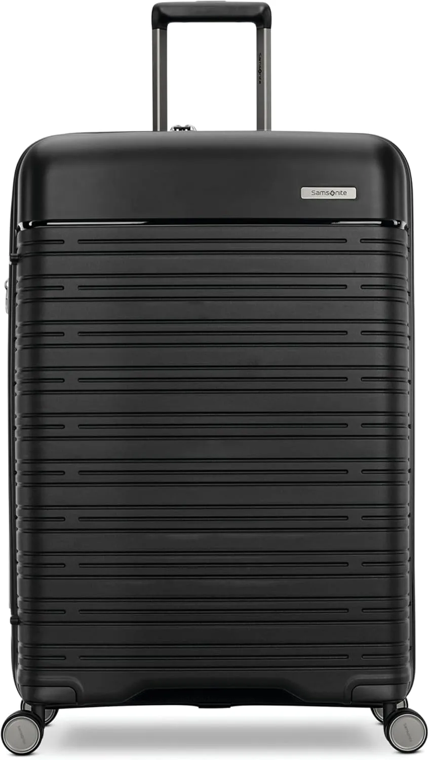 Samsonite Elevation Plus - Large Hardside Luggage - Scratch Resistant Polypropylene Shell, RightHeight™ Adjustable Handle, Integrated AirTag Holder, TSA Lock, WetPak™ Compartment - Triple Black