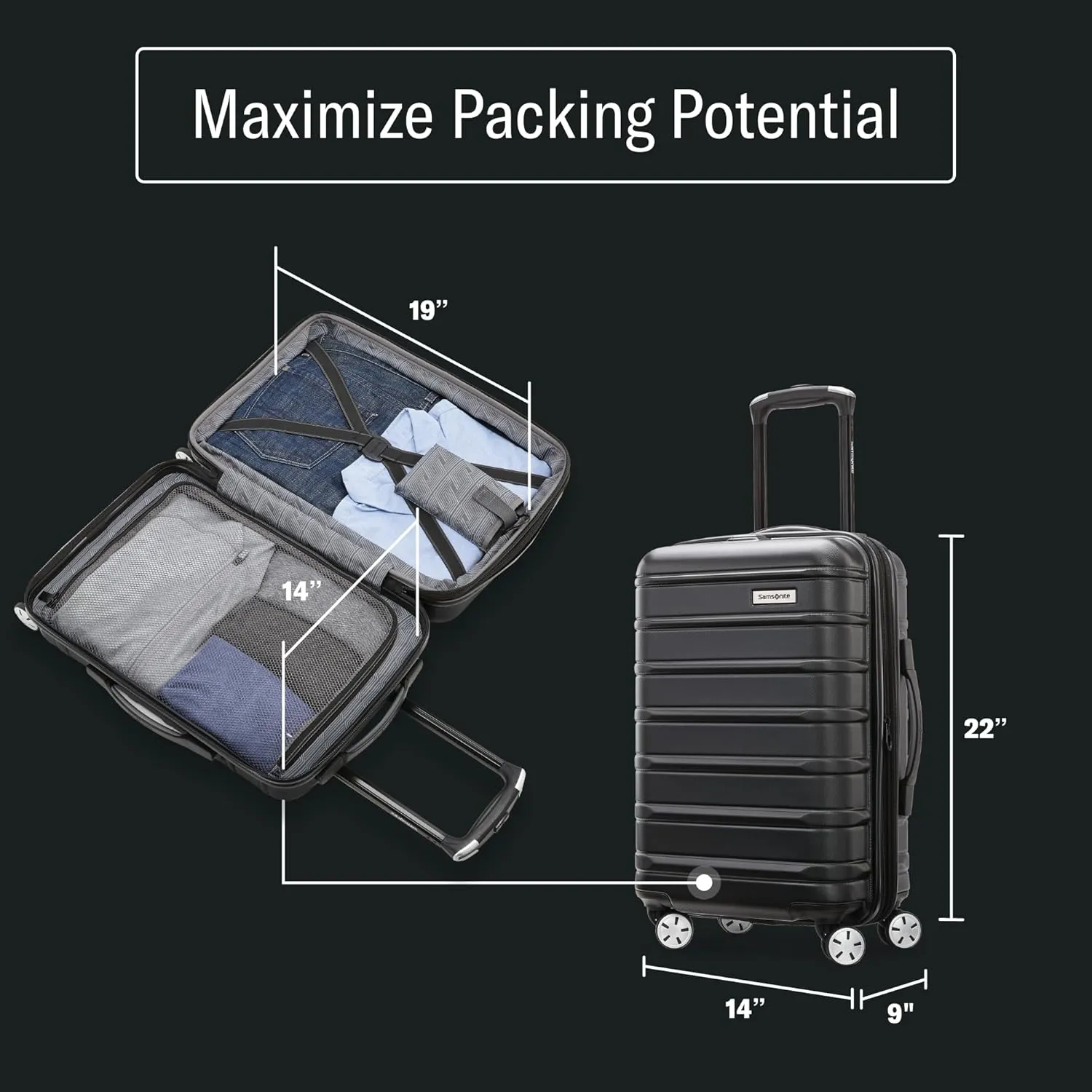 Samsonite Omni 2 Carry-On Hardside Luggage with 360° Spinner Wheels - Scratch Resistant Hardshell - TSA, Airline-Approved - Expandable Polycarbonate Shell for Lightweight Travel - Lagoon Blue
