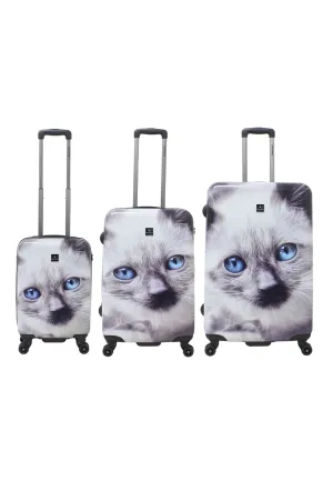 Saxoline White Cat Hard Luggage / Trolley / Suitcase Print