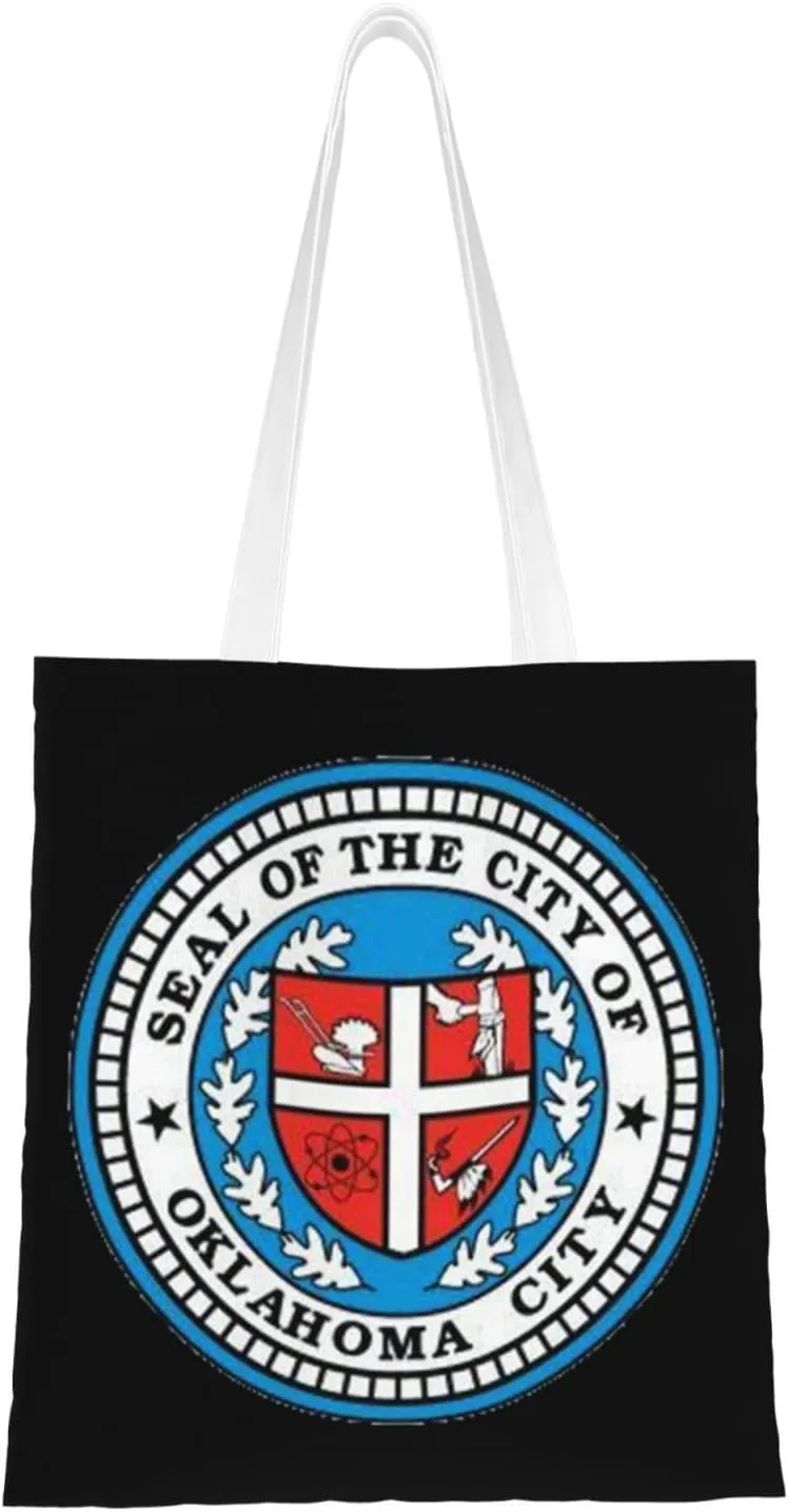 Seal Of Oklahoma City, Oklahoma Tote Bag for Women Canvas Shopping Bags Reusable Beach Bag Grocery Bags Tote Shoulder Bag Gift Bags