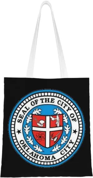 Seal Of Oklahoma City, Oklahoma Tote Bag for Women Canvas Shopping Bags Reusable Beach Bag Grocery Bags Tote Shoulder Bag Gift Bags