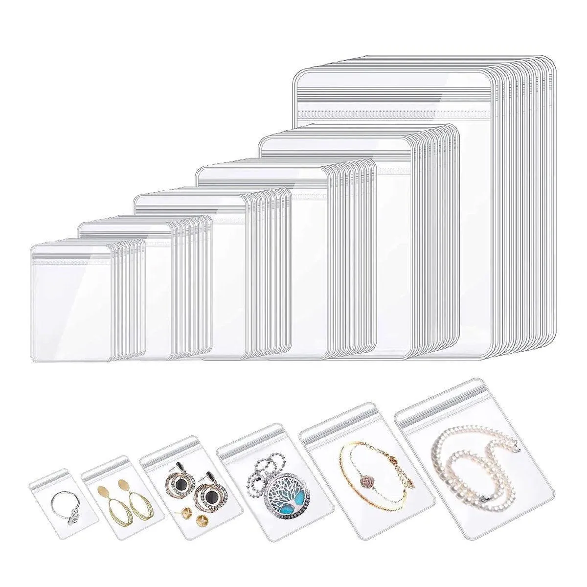 Self-Sealing Jewelry Bags 100PCS PVC