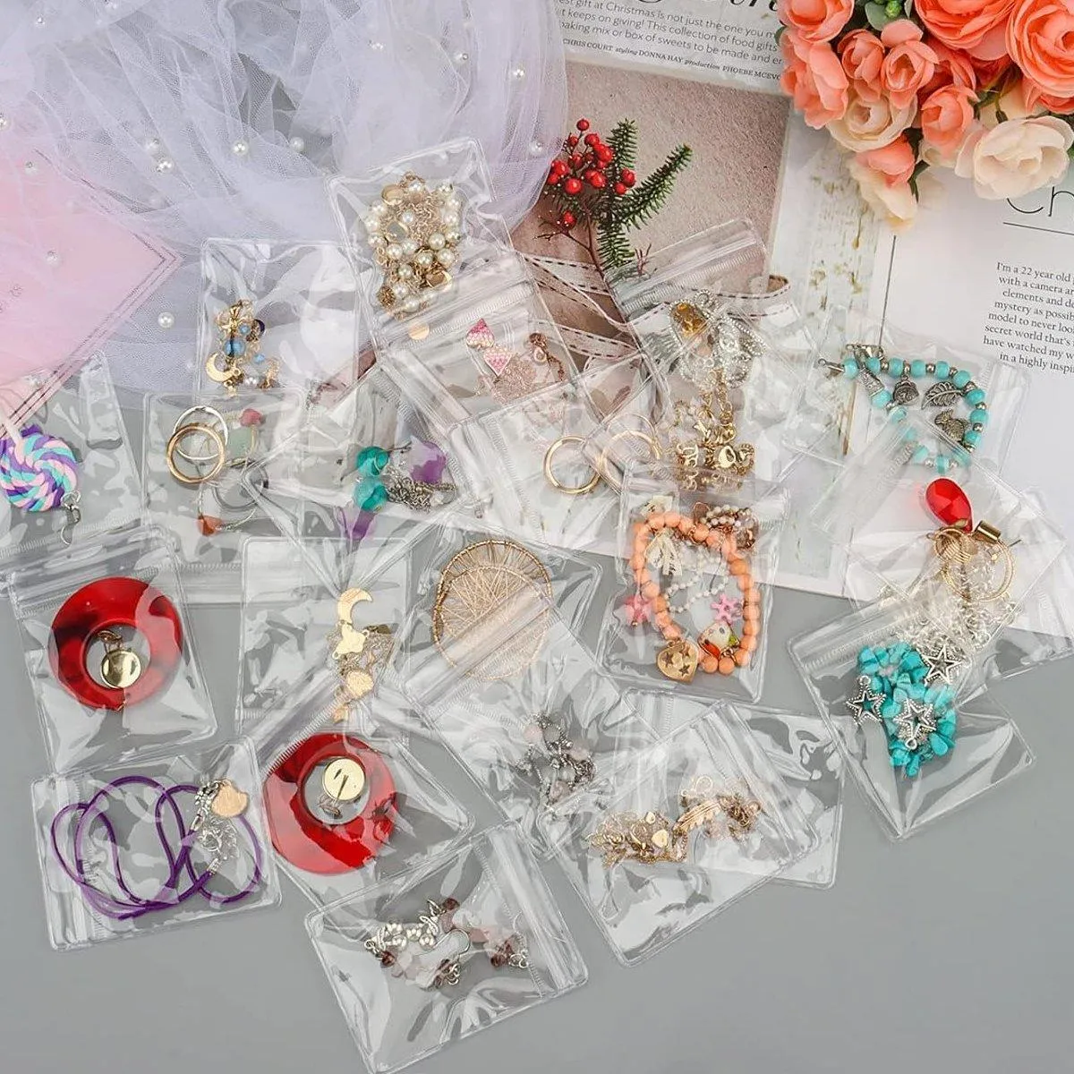 Self-Sealing Jewelry Bags 100PCS PVC