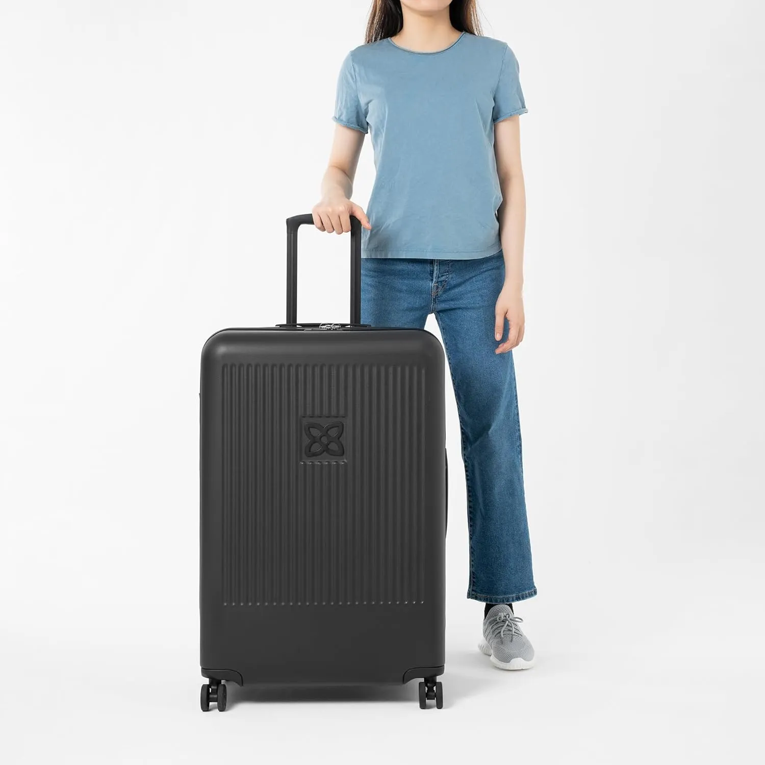 Sherpani Meridian Nesting Luggage Set, 2 Piece Rolling Luggage Set, Travel Durable Lightweight Luggage, Hardside Suitcase with Spinner Wheels, 22 Inch and 29 Inch (Black)