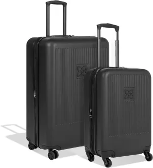 Sherpani Meridian Nesting Luggage Set, 2 Piece Rolling Luggage Set, Travel Durable Lightweight Luggage, Hardside Suitcase with Spinner Wheels, 22 Inch and 29 Inch (Black)