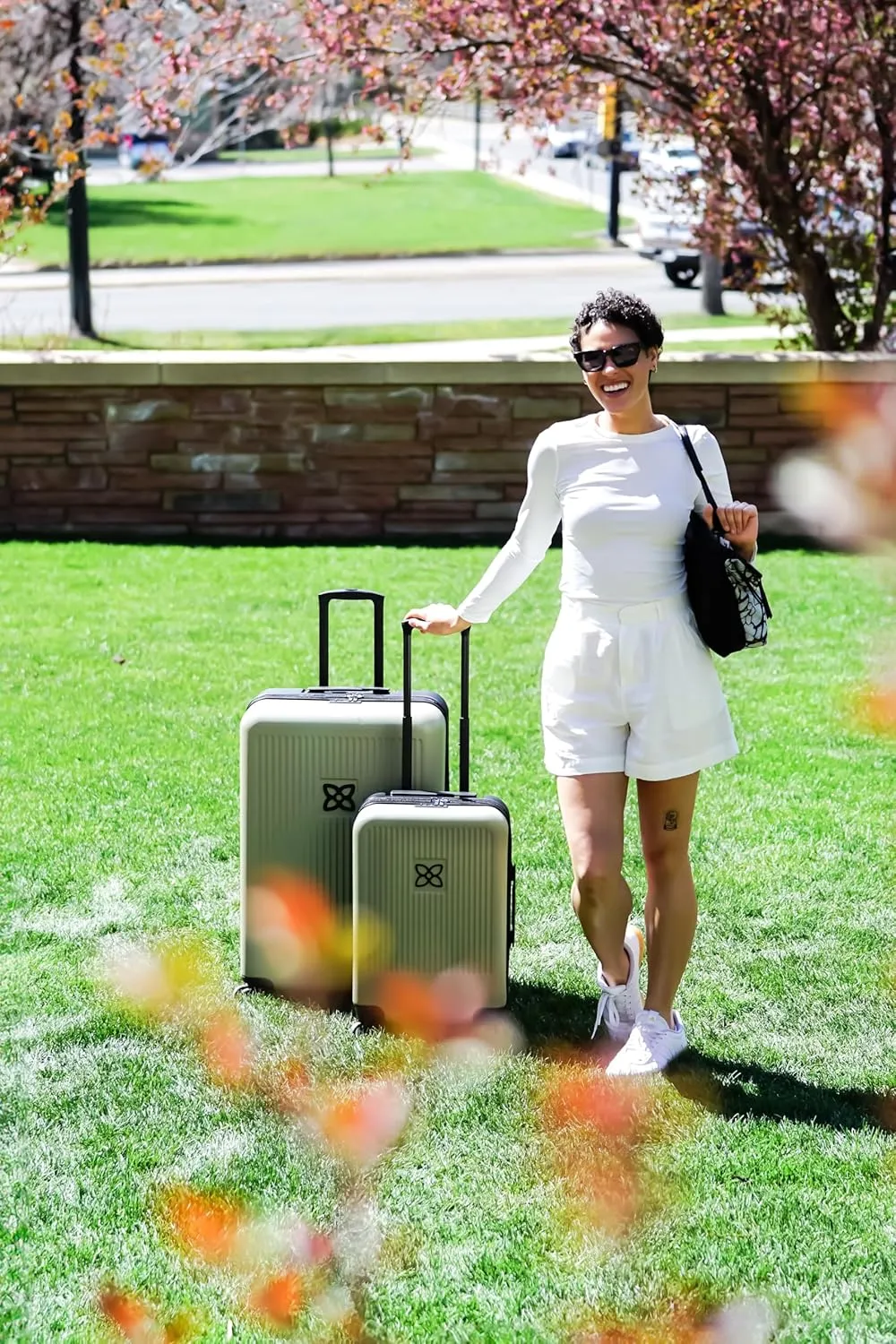 Sherpani Meridian Nesting Luggage Set, 2 Piece Rolling Luggage Set, Travel Durable Lightweight Luggage, Hardside Suitcase with Spinner Wheels, 22 Inch and 29 Inch (Sage)