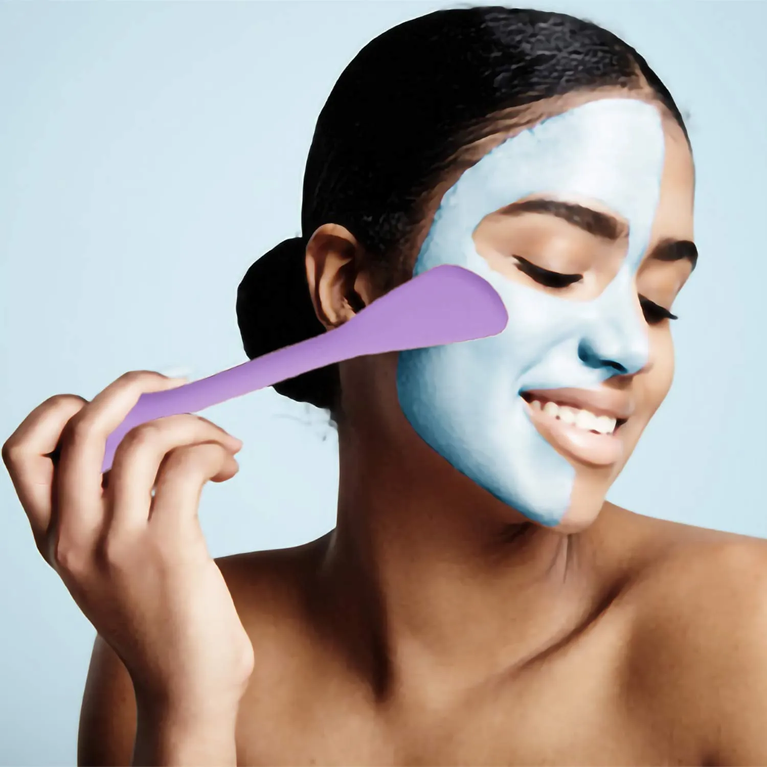 Silicone Facial Mask Applicator Face Masks Skincare Brush Facial Scrubber Double-Head Lotion Spatula Scoop for Makeup,Foundation,Cream,Lotion,Moisturizer,Gel,Peel,Mud Masks (Purple Gray)