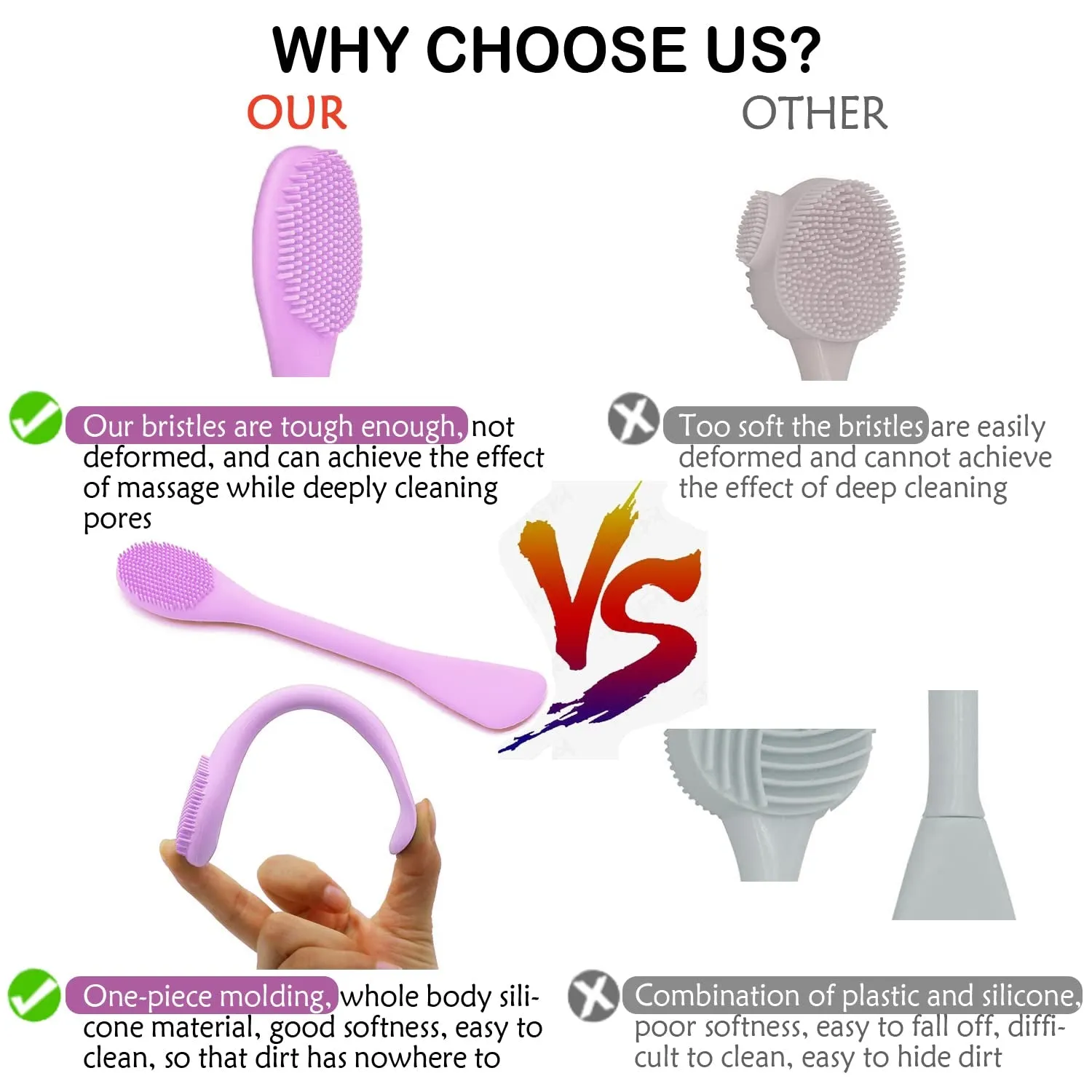 Silicone Facial Mask Applicator Face Masks Skincare Brush Facial Scrubber Double-Head Lotion Spatula Scoop for Makeup,Foundation,Cream,Lotion,Moisturizer,Gel,Peel,Mud Masks (Purple Gray)