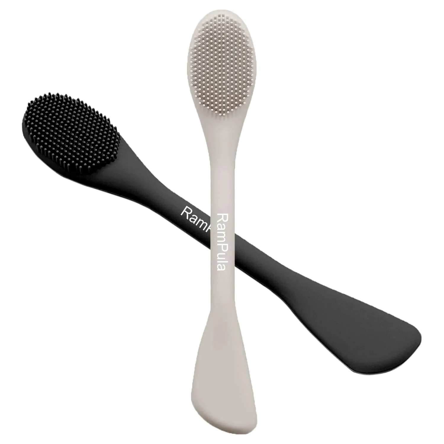 Silicone Facial Mask Applicator Face Masks Skincare Brush Facial Scrubber Double-Head Lotion Spatula Scoop for Makeup,Foundation,Cream,Lotion,Moisturizer,Gel,Peel,Mud Masks (Purple Gray)