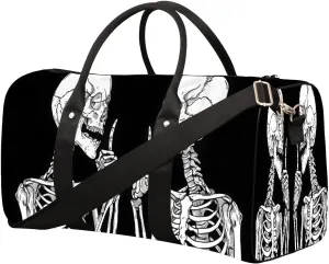 Skull Design For Two People Cool Travel Duffel Bag for Women Men Small Sport Gym Bag Waterproof Weekender Overnight Lightweight Carry on Foldable Gym Bag for Training Swim Yoga Traveling Handbag