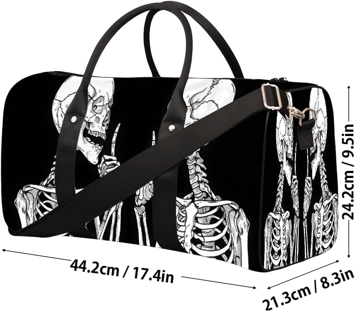 Skull Design For Two People Cool Travel Duffel Bag for Women Men Small Sport Gym Bag Waterproof Weekender Overnight Lightweight Carry on Foldable Gym Bag for Training Swim Yoga Traveling Handbag