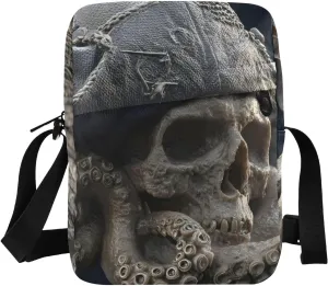 Skull Monster Sling Bags Small Crossbody Purse with Front Back Pockets Adjustable Strap 6.6×2.5×9.4 IN 1 Pack