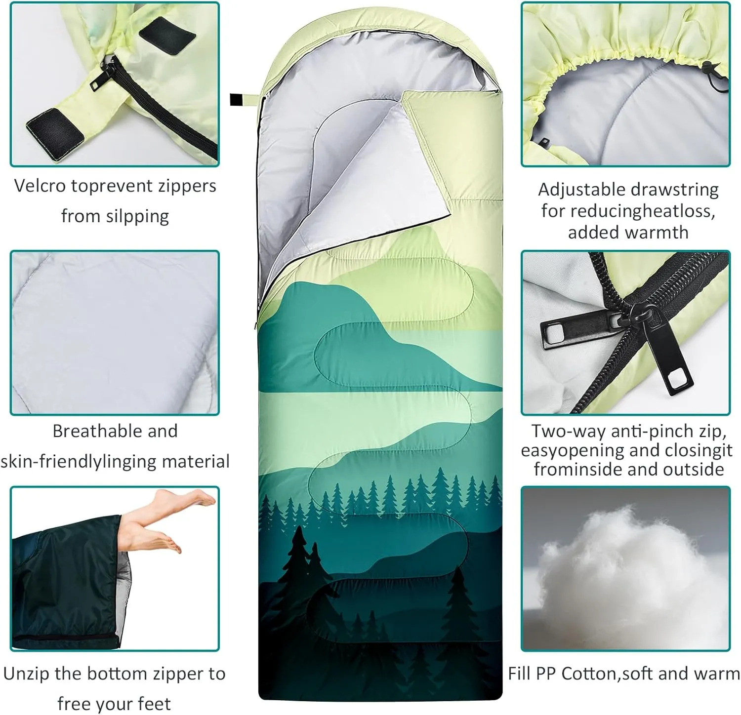 Sleeping Bags for Adults Kids,3 Seasons Cold Warm Weather Waterproof Lightweight Camping Sleeping Bags for Men and Women,Camping Outdoor Travel