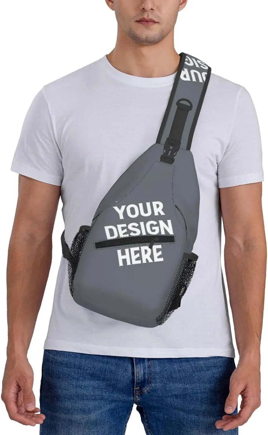 Sling Backpack for Men&Women Personalized Crossbody Sling Bags with Photo Name Logo Customized Chest Bag Travel Hiking