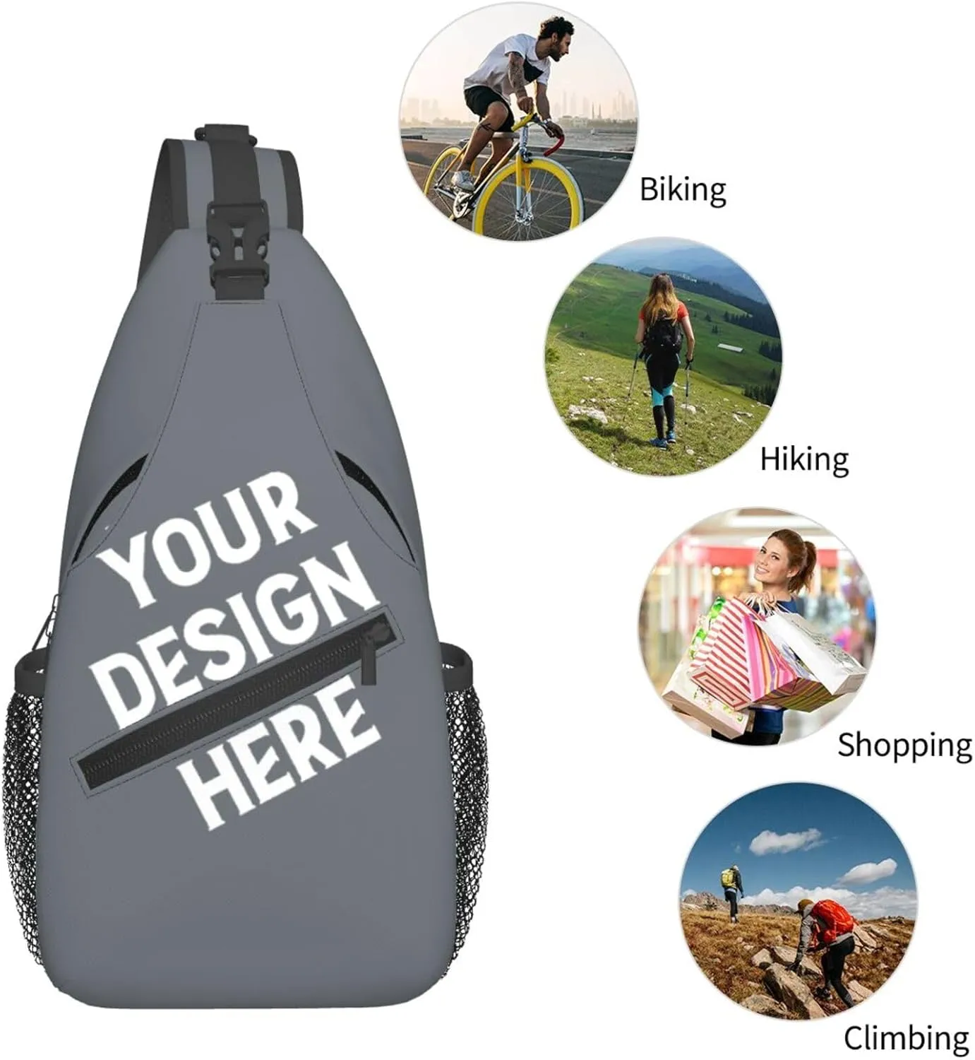 Sling Backpack for Men&Women Personalized Crossbody Sling Bags with Photo Name Logo Customized Chest Bag Travel Hiking