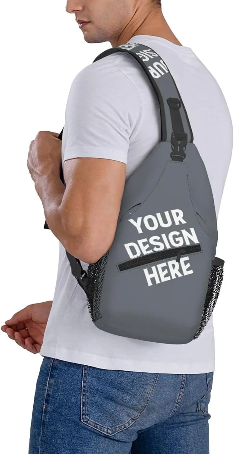 Sling Backpack for Men&Women Personalized Crossbody Sling Bags with Photo Name Logo Customized Chest Bag Travel Hiking