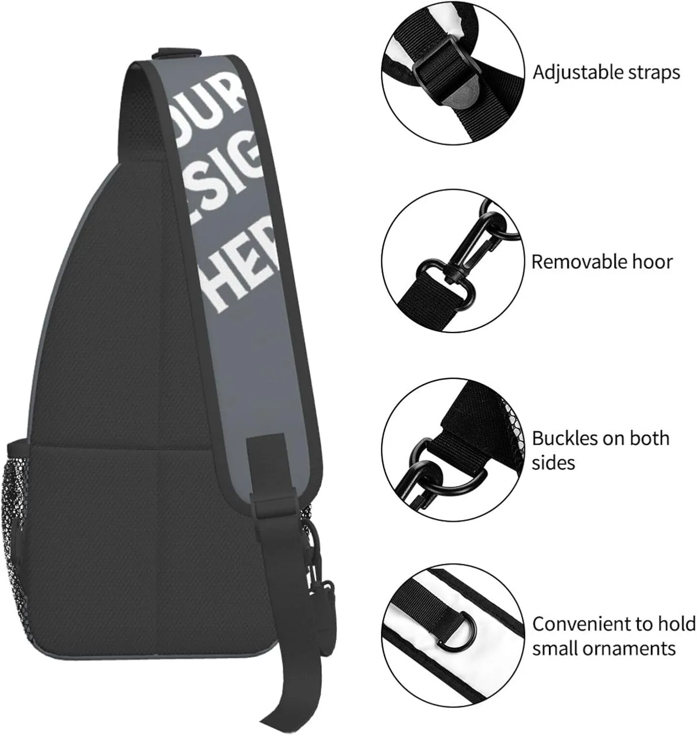 Sling Backpack for Men&Women Personalized Crossbody Sling Bags with Photo Name Logo Customized Chest Bag Travel Hiking