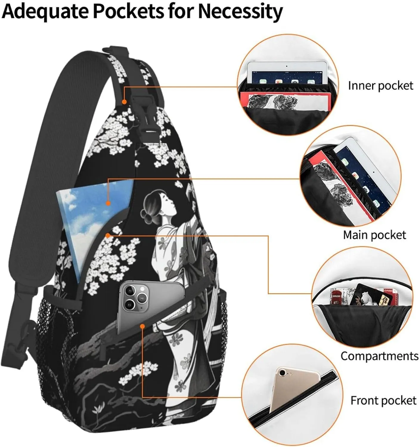 Sling Bag for Women Men Crossbody Bag Small Sling Backpack Picking Flowers on a Ladder Chest Bag Hiking Daypack