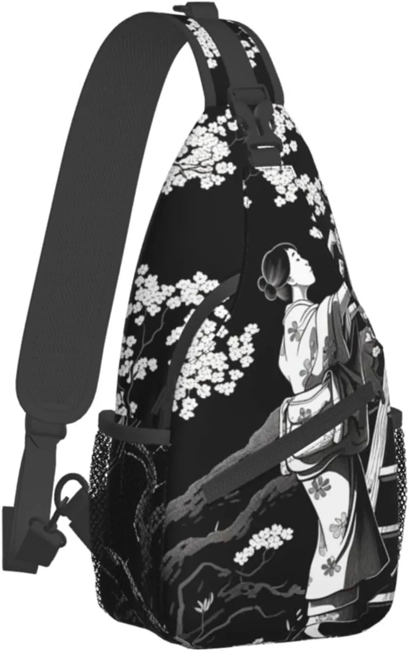 Sling Bag for Women Men Crossbody Bag Small Sling Backpack Picking Flowers on a Ladder Chest Bag Hiking Daypack