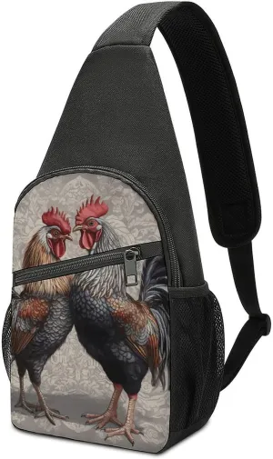 Sling Bag for Women Men Crossbody Bag Small Sling Backpack Rooster Pattern Chest Bag Hiking Daypack