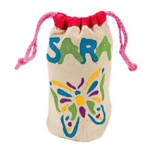 Small Canvas Drawstring Bags with Bright Trim (12 Pack)